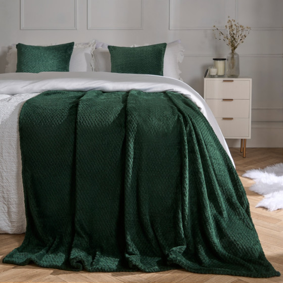 OHS Waffle Mink Throw, Forest Green - 125 x 150cm