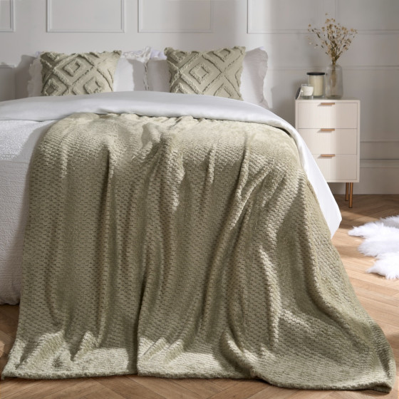 OHS Waffle Mink Throw, Sage - 150 x 200cm