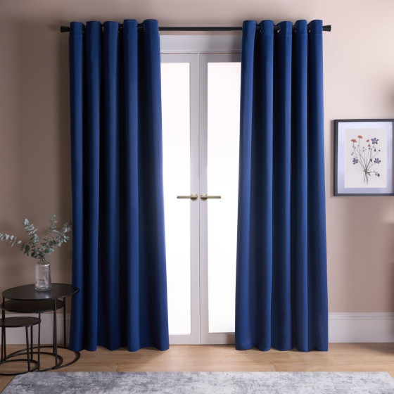 OHS Eyelet Blackout Curtains , Navy - 90 x 90''