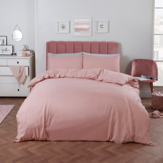 Pom Pom Duvet Set, Blush Single