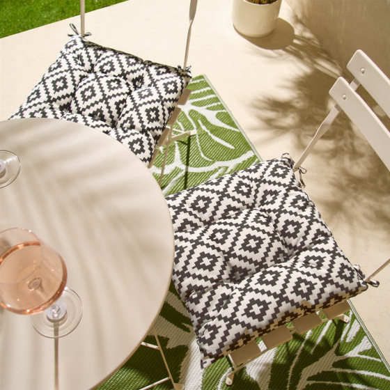 OHS 2 Pack Indoor/Outdoor Geometric Print Seat Pads, Grey/White - 40 x 40cm