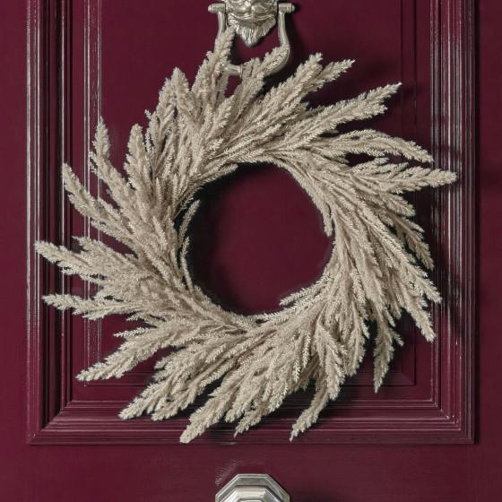 OHS Pampas Dried Grass Wreath, Cream - 55cm