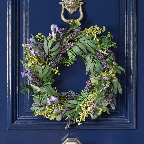 OHS Lush Lavender Wreath, Green/Purple - 50cm