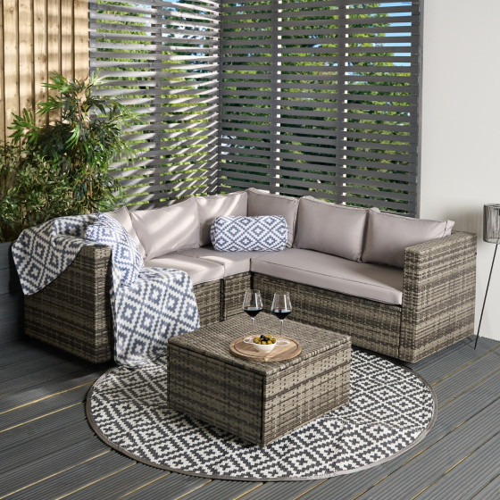 OHS Tuscany 5 Seater Rattan Sofa Set - Grey