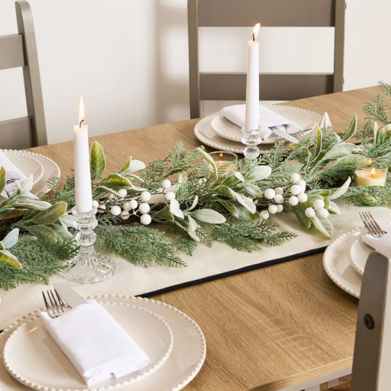 OHS White Berry Garland - White