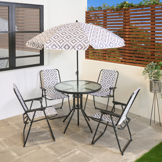 OHS 6-Piece Geometric Patio Set - Grey
