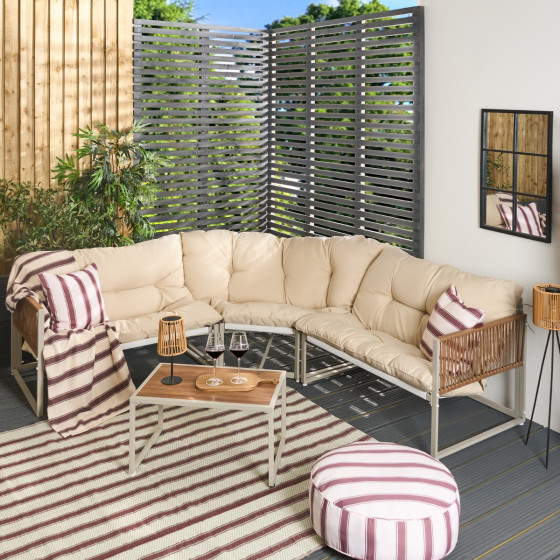 OHS Santorini 5 Seater Corner Sofa Set - Natural