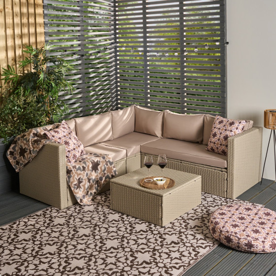 OHS Tuscany 5 Seater Rattan Sofa Set - Natural