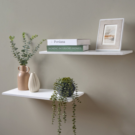 OHS Large Floating Shelves, 2 Piece - White