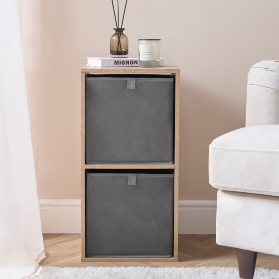 OHS Matte Velvet Cube Storage Boxes, Charcoal - 2 Pack
