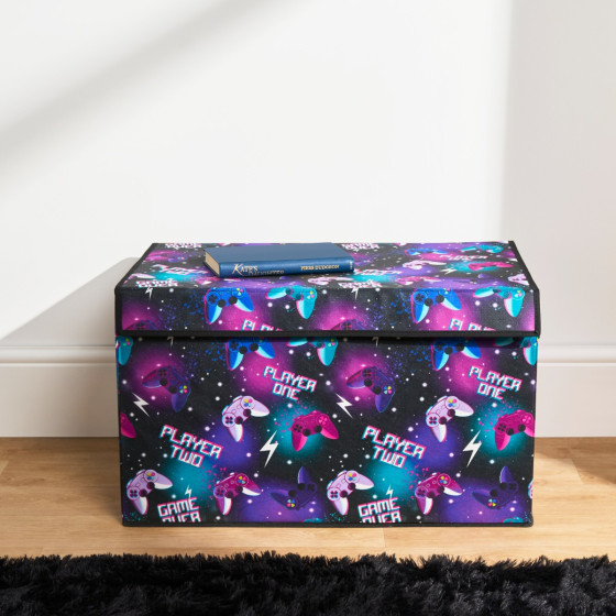 OHS Gaming Large Collapsible Storage Box with Lid - Neon