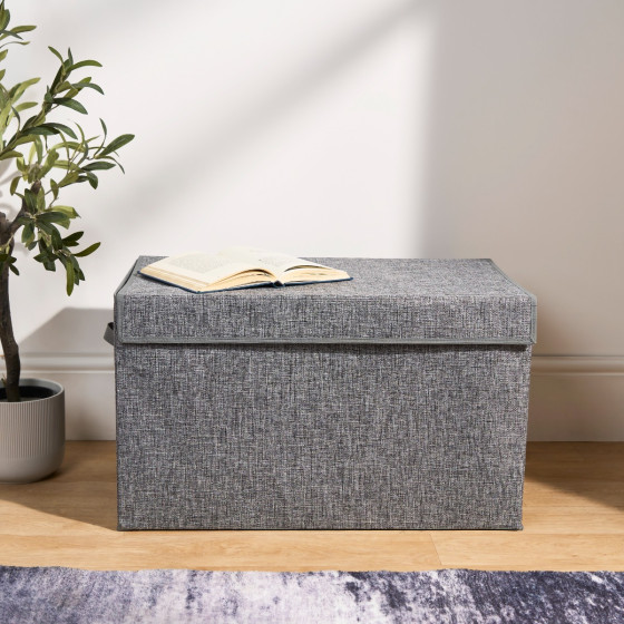 OHS Large Collapsible Storage Box With Lid - Grey