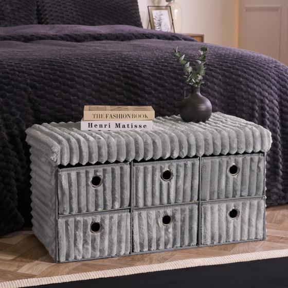 OHS Ribbed 6-Drawer Storage Chest - Grey