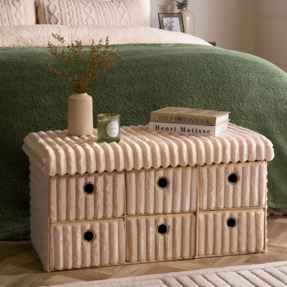 OHS Ribbed 6-Drawer Storage Chest - Cream