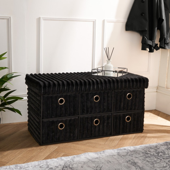 OHS Ribbed 6-Drawer Storage Chest - Black