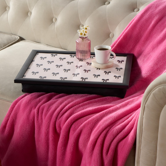 OHS Bow Print Lap Tray - Light Pink/Black