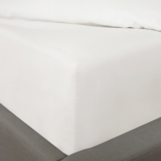 OHS Plain Cotton Deep Fitted Sheet, White - King