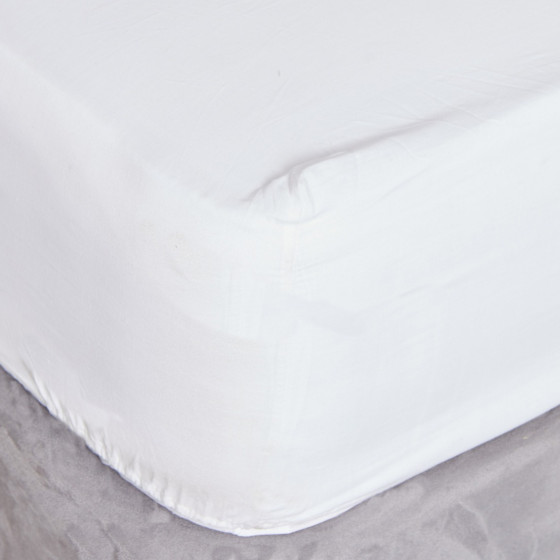OHS Easy Care Polycotton Deep Fitted Sheet, White - King