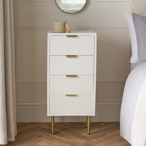 OHS Ribbed 4-Drawer Unit - White