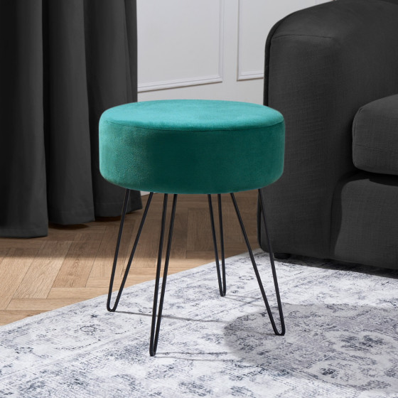 OHS Matte Velvet Hairpin Stool - Teal