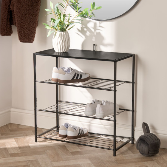OHS Manhattan Multi Purpose 4-Tier Shoe Rack - Black