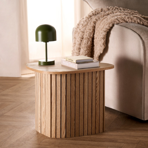 OHS Madison Ribbed Side Table - Light Wood