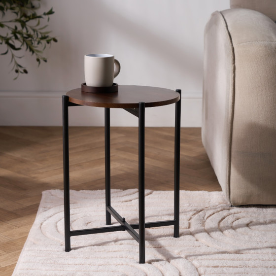 OHS Round Side Table - Dark Wood