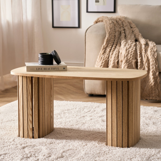 OHS Madison Ribbed Coffee Table - Light Wood