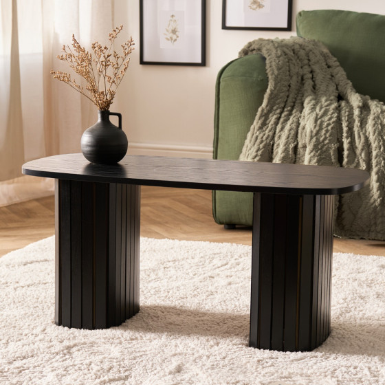 OHS Madison Ribbed Coffee Table - Black