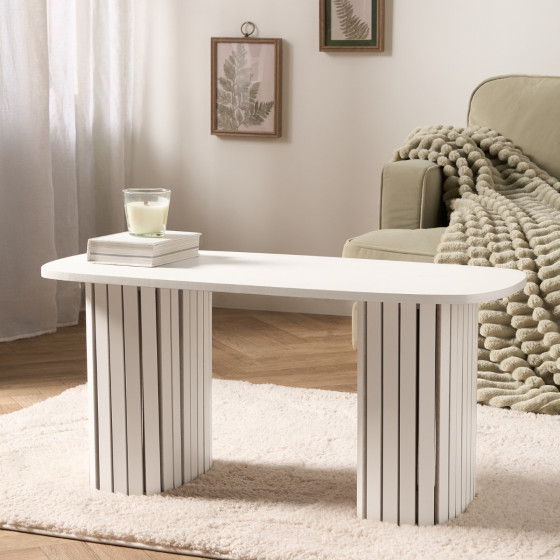 OHS Madison Ribbed Coffee Table - Cream