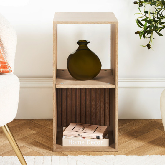 OHS Dallas 2 Cube Panel Storage Unit - Natural Wood
