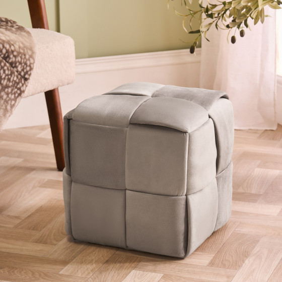 OHS Matte Velvet Footstool - Natural