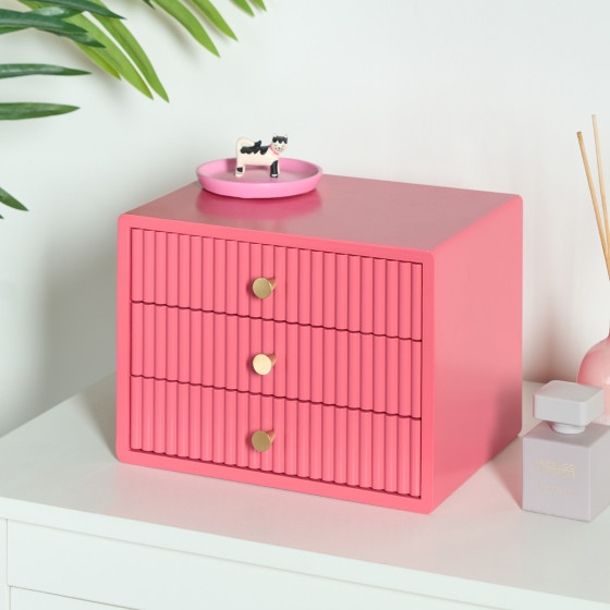 OHS Small Ribbed Desk Drawers - Hot Pink