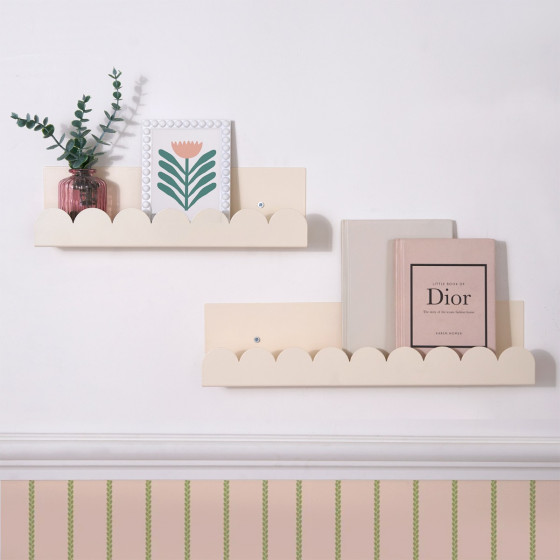 OHS Set of 2 Scallop Shelves - Cream
