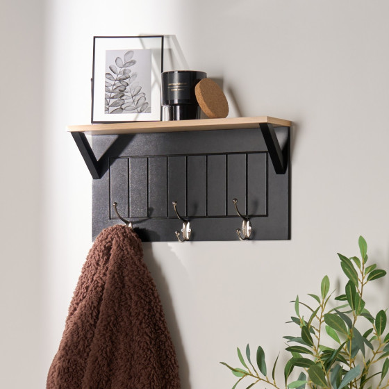 OHS Coat Hook Shelf - Black/Natural
