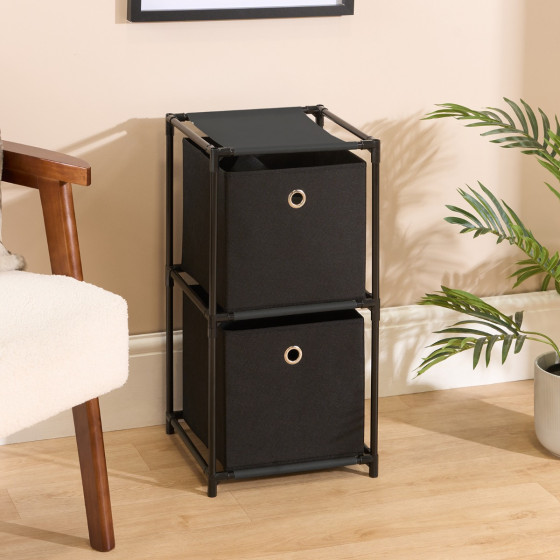 OHS Boston Storage with 2 Fabric Cubes - Black