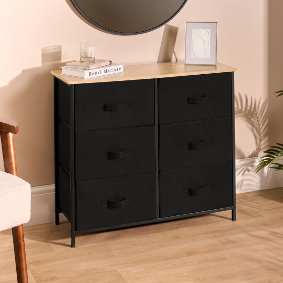 OHS Brooklyn 6 Drawer Unit - Black