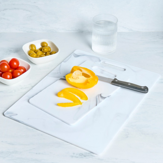 OHS Set of 2 Marble Chopping Boards - White Marble