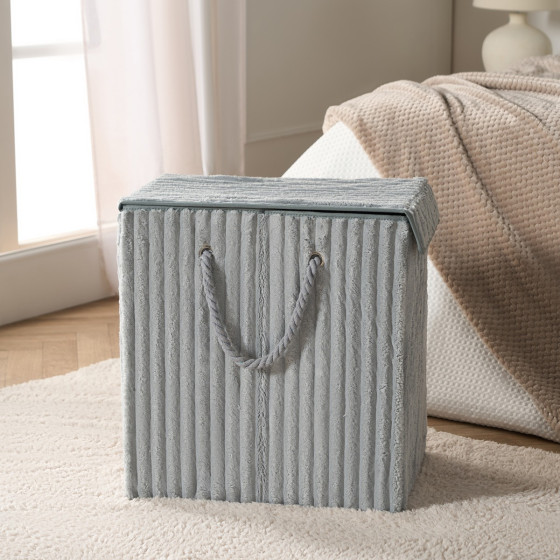 Ribbed Foldable Laundry Basket - Grey