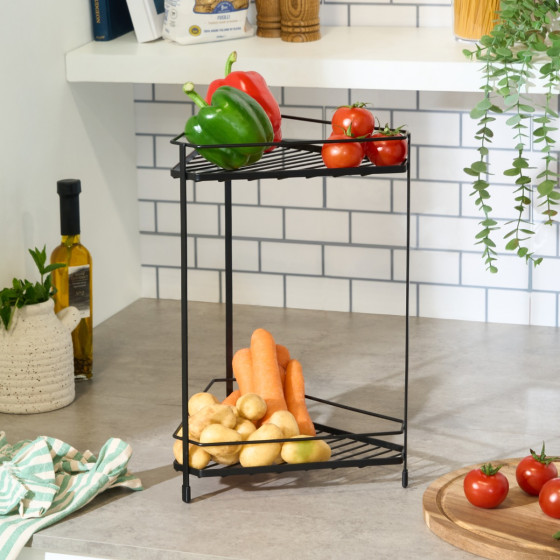 OHS 2-Tier Corner Storage Rack - Black 