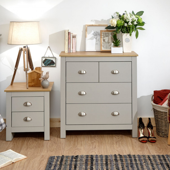 Lancaster 2+2 Drawer Chest of Drawers Grey