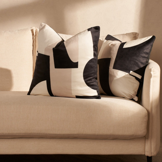 OHS Abstract Print Cushion Covers - Black & Neutral