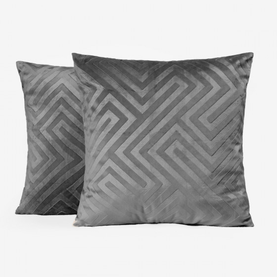 OHS Cut Out Velvet Cushion Covers, Charcoal - With Cushion