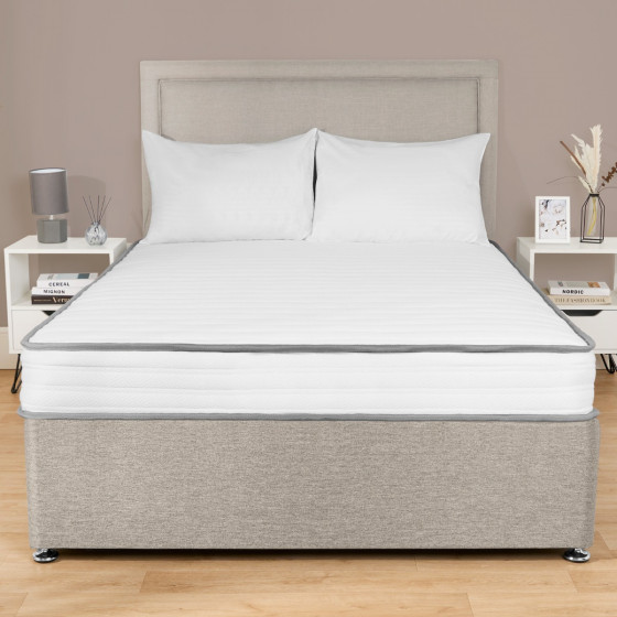 OHS Extra Comfort Memory Foam Spring Mattress, White/Grey Trim – Double