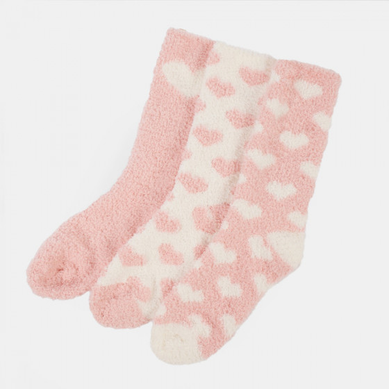 OHS Heart Fluffy Fleece Socks, Blush - 3 Pack