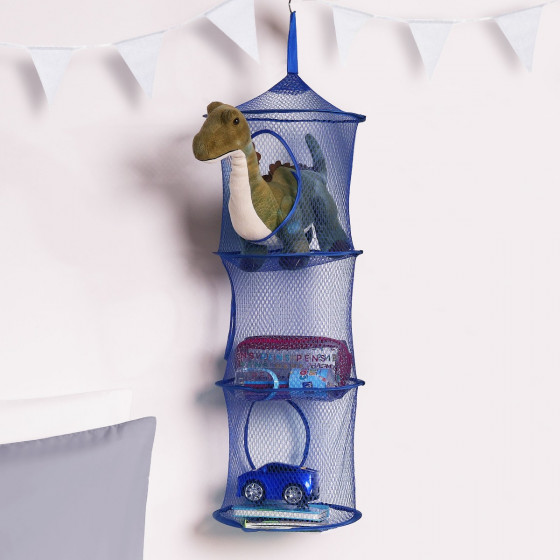 OHS Kids Toys Storage Hanging Net Basket Navy