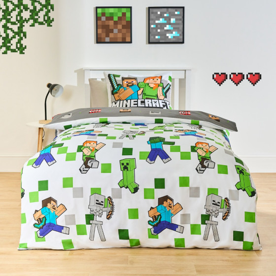 Minecraft Reversible Duvet Set, Grey