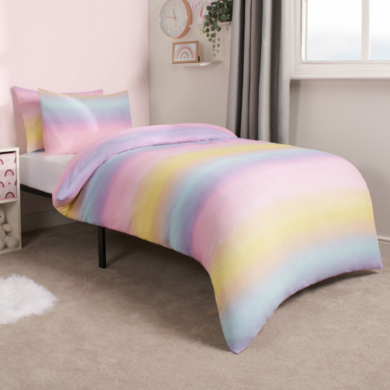 OHS Rainbow Ombre Duvet Set, Multi - Double
