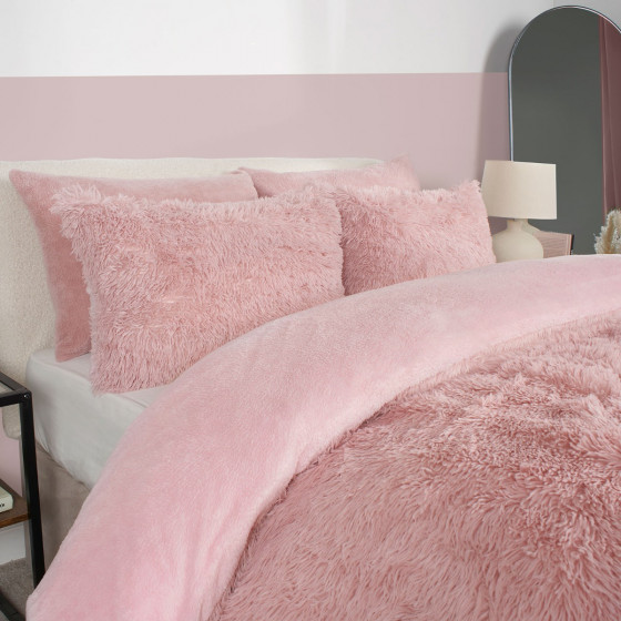 OHS Fluffy Duvet Set, Blush - King