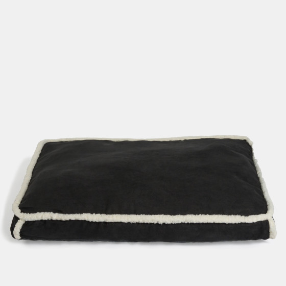 OHS Sherpa Binded Rectangle Pet Mat, Black/Cream - Large